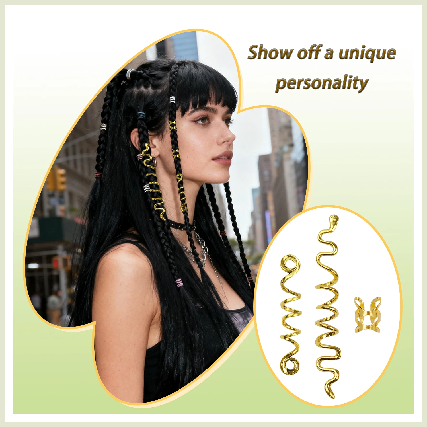 36개 금속 드레드락 헤어 링 브레이드 장식 조절 가능한 커프스 클립 및 당김 ..