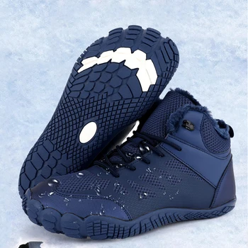 Unisex Winter Snow Boots – Warm Fur-Lined Barefoot Ankle Shoes for Outdoor Work & Casual Wear 1