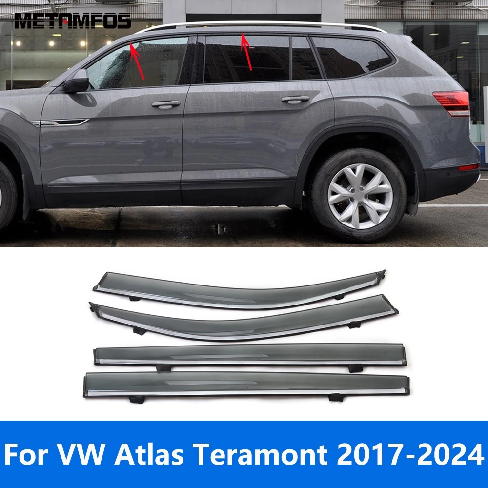

Аксессуары для Volkswagen Atlas Teramont 2017-2023 2024 оконный козырек ветровой дефлектор вентиляционный солнцезащитный козырек от дождя навес для тента