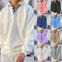 Men's Sweatshirt Long Sleeve Plus Size Solid Color Lapel Casual Sports 12 Colors Basic Street Simple Korean Top 1