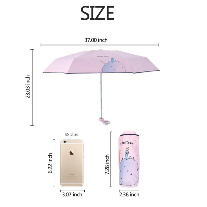 Folding Umbrellas Mini Little Prince Umbrella Rain sun Female Sunny Parasol Pocket Girls Women Gift Umbrella Children's kids