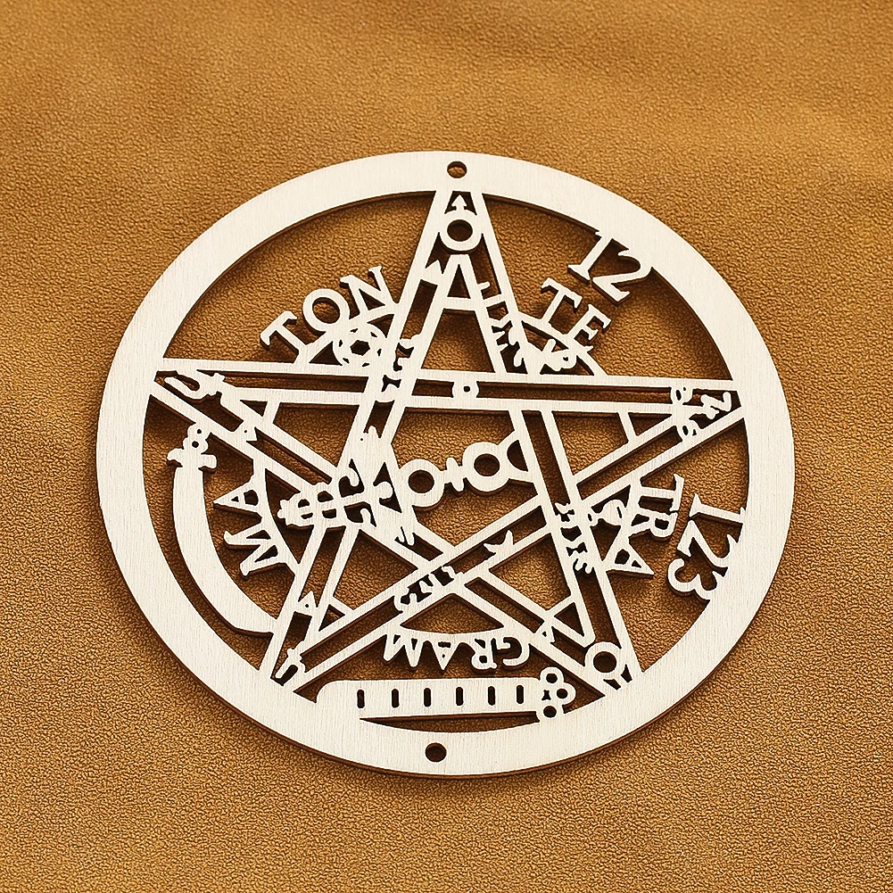 Wall Art Decor Wooden Pentagram Hollowed Out Wall Hanging Meditation Centerpiece Heat Mat Witchcraft Pendulum Props Coaster 1PC