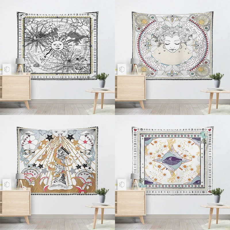 

Tarot Witch Tapestry Sun Face Witchcraft Wall Hanging Room Aesthetic Sofa Bed Psychedelic Dorm Tapestry 150x200 Cm Room Decor