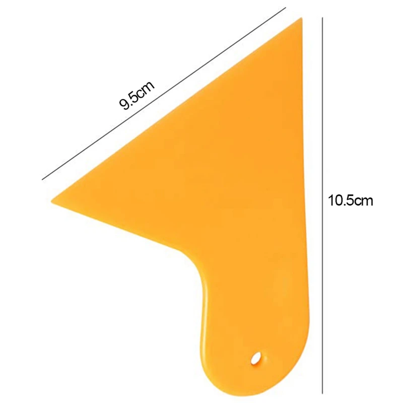5X Plastic Yellow Auto Car Window Sticker Film Scraper Squeegee Cleaning Tool 10.5X9.5Cm