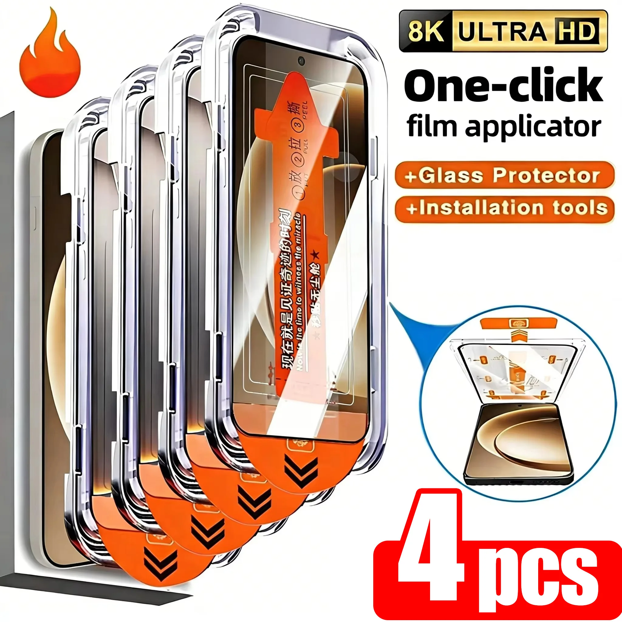 8K HD Tempered Glass Screen Protector with Oleophobic Coating and Easy Installation (1-4 Pack)