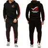 Men ROG Republic Of Gamers Tracksuit Hoodies Solid Color Thick Pullover Long Pant 2-piece Set Autumn Fleece Jogger Sports Suit 1