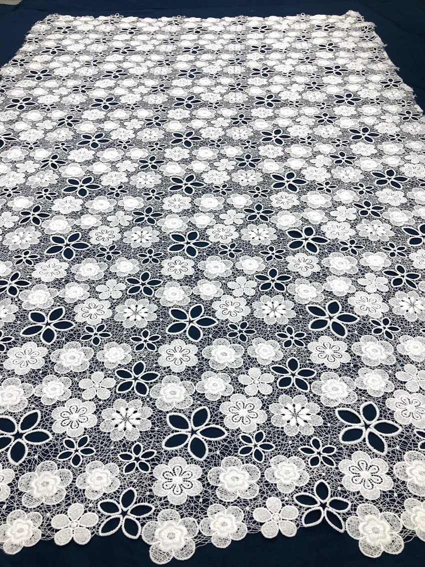 African Lace Fabric High Quality Lace Water Soluble Embroidered Fashion Soft Fabric 5 Yards lace fabric african wax fabric