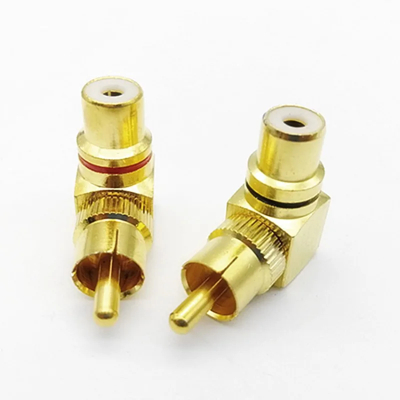 

L-type RCA Male To RCA Female Lotus Connector Splitter for AV Audio and Video Converter Adapter Gold Plated Copper Brass