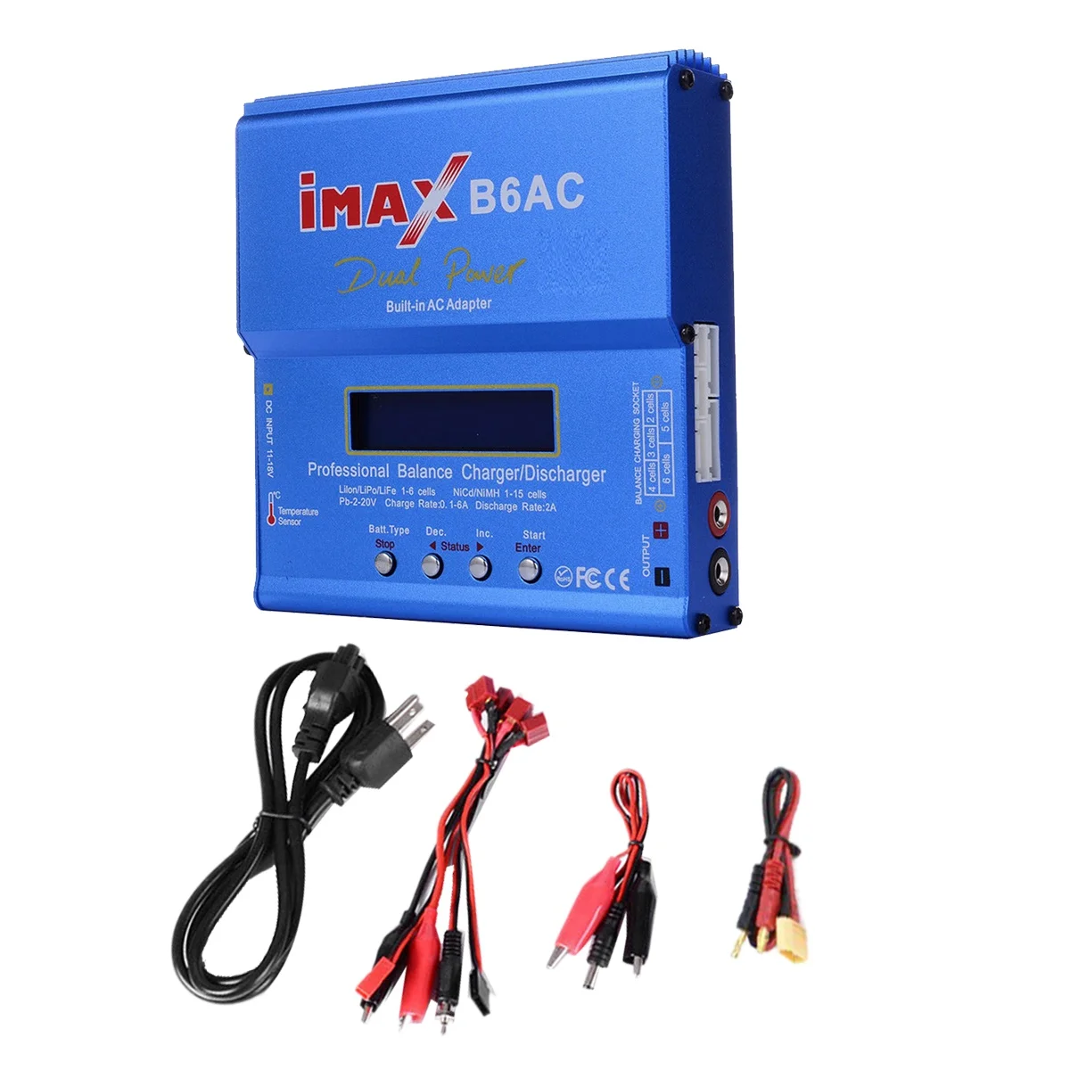 

Балансирующее зарядное устройство для IMAX B6AC 80 Вт RC + кабель XT60, Цифровой Li-Ion LiFe Nimh Nicd PB Lipo разрядник аккумулятора, вилка стандарта США
