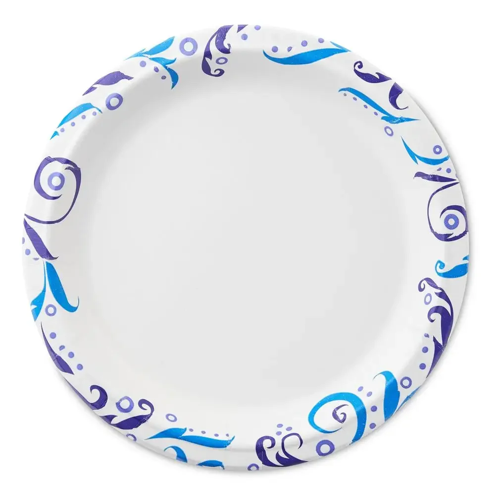 200ct Patterned 8.5" Paper Plates Strong and Soak Proof Microwave Safe Disposable Plates Ideal Any Occasion Leak Resistant 200
