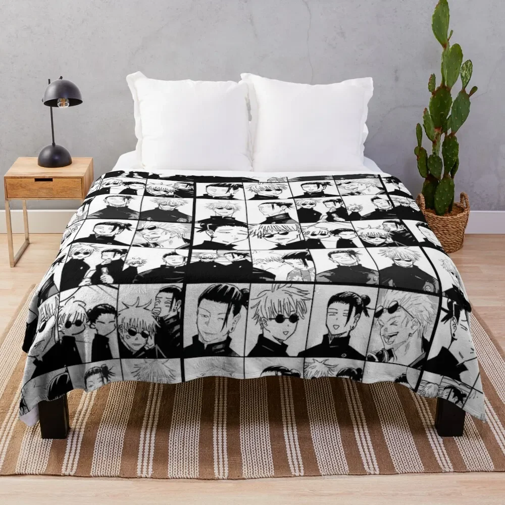 

geto x gojo collage- manga panel Throw Blanket Hair Multi-Purpose sofa bed Polar Blankets