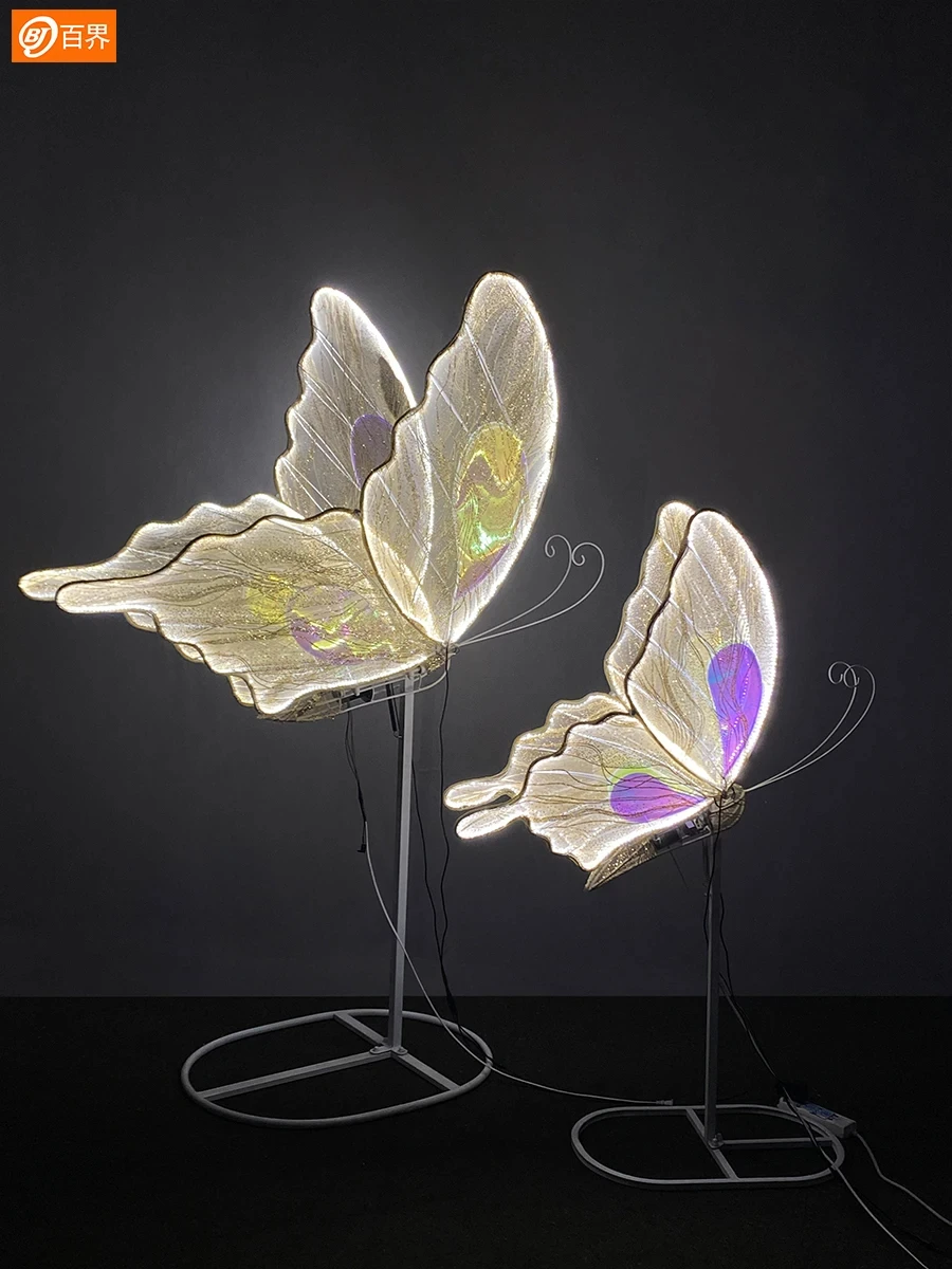 

Iron art electric intelligent dynamic luminous butterfly wedding hall props air wings mall performance party decora pendant wedd