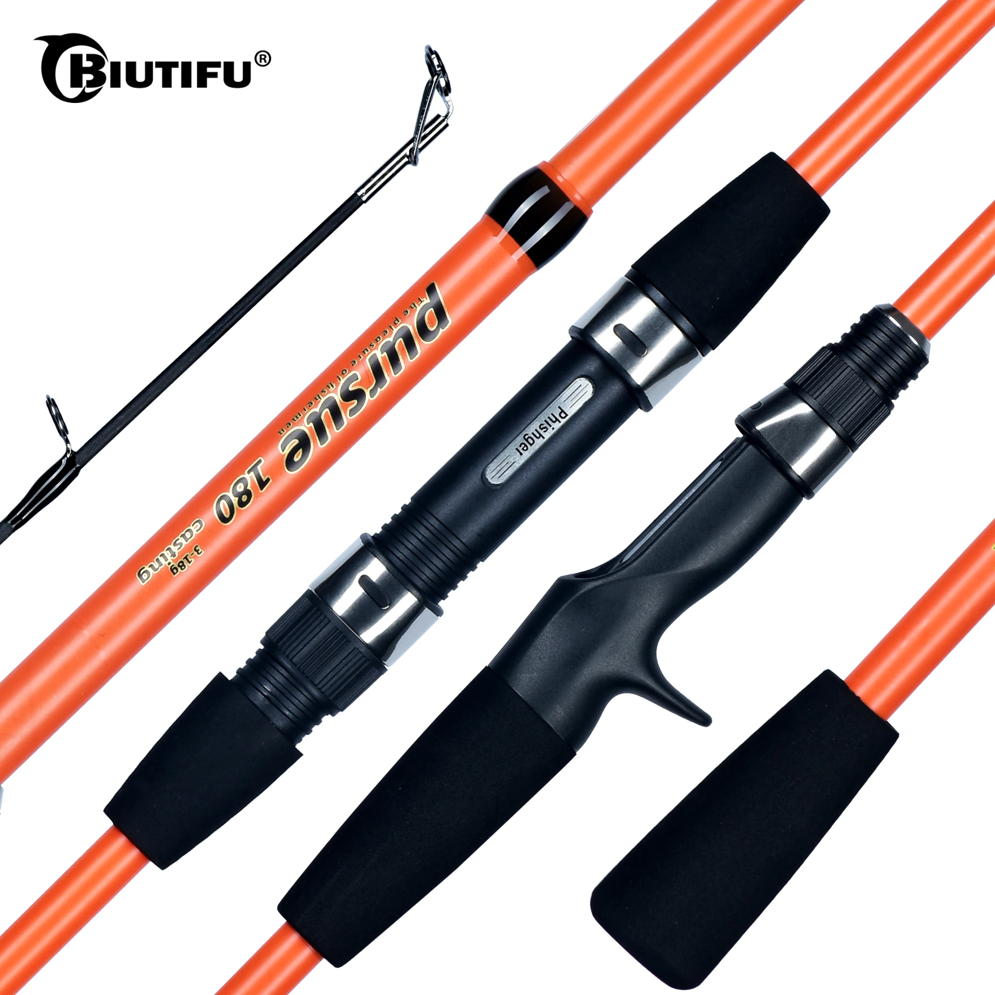 BIUTIFU Spinning Casting Fishing Rod, Carbon Travel Mini Rock Ultralight Fast Baitcasting Lure 3-18g Winter 1.8m 2.1m