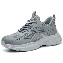 Men's Lightweight Breathable Steel Toe Safety Sneakers - Puncture - Proof, Indestructible Work Shoes - 45 (Gray)