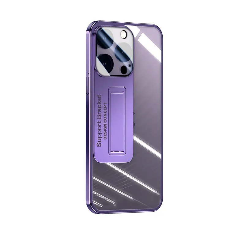 

For Apple Iphone15 Mobile Phone Case 14 13 Promax Shift Bracket Transparent Plating Lens Film All-inclusive Protective Case