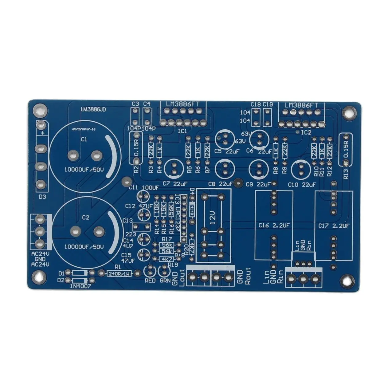

LM3886 HiFi Stereo 2.0 Two Channel Power Amplifier Board PCB With Speaker Protection Function