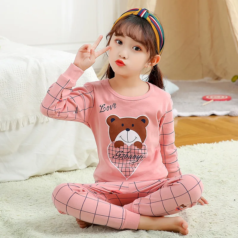 FREE Shipping Over 15 Little Girls Cat Pajamas Set Children Cotton