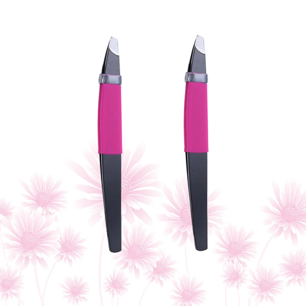 2 Pcs Eyebrow Tweezers Stainless Steel Gold Plated Shaping Tool Lightweight Professional Personal Use Safe Design