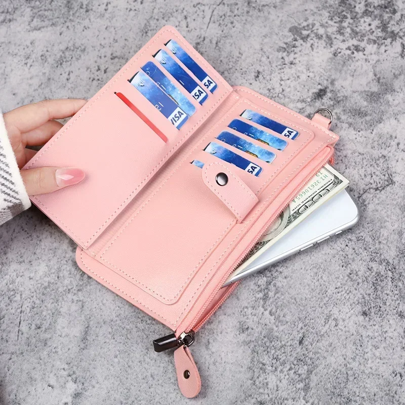 Fashion Women Wallets Simple Zipper Purses Black White Gray Red Long Section Clutch Wallet Soft PU Leather Money Bag 5