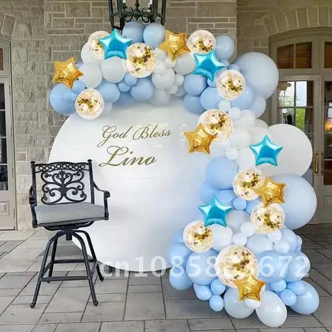 

Macaron Blue Confetti Balloon Garland Happy Birthday Party Balloons Arch Kit Decoration For Baby Shower Girl Wedding Party Decor