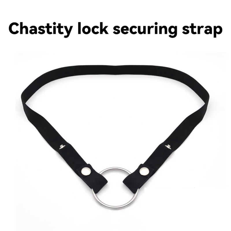 Male chastity cage chastity lock anti-shedding device fixed elastic strap auxiliary strap adjustable scrotum ring sex toy chastity lock sex toy