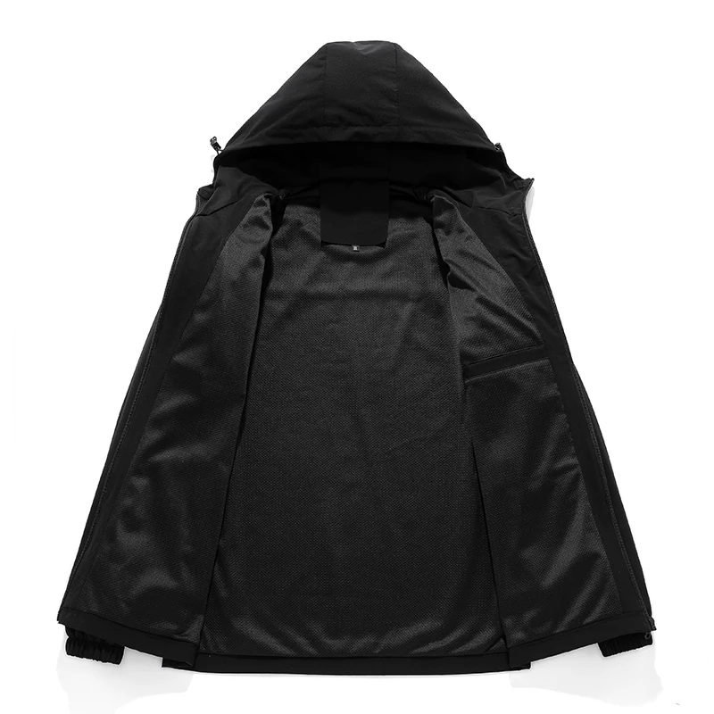 2023 New Fashion Men's Casual Outdoor Breathable Hooded  Jacket Male Black Spring And Autumn Quality Windproof Coat with Hat