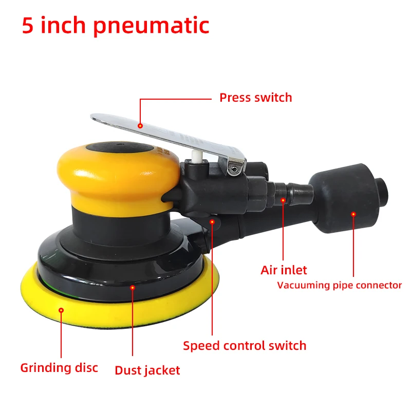5-inch Pneumatic Sander 125mm6-hole Vacuum Sander Used For Auto Sheet Metal Putty Grinding Rust Removal Sandpaper Machine