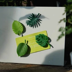 Tropical Leaves Waterproof Fridge Magnet Set - 4 Durable ABS Mini Stickers (Onesize)