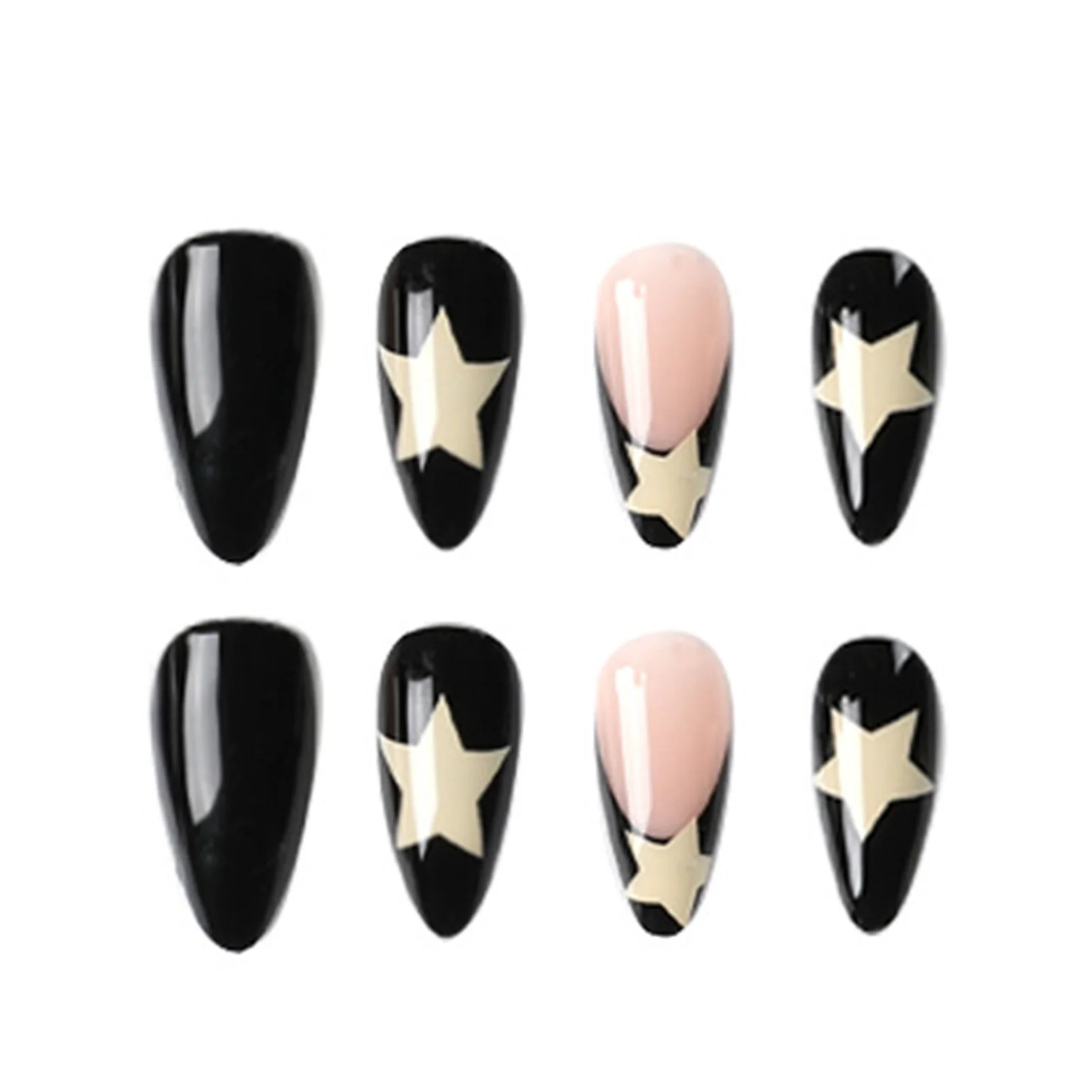 

French Black Edge Manicure Stylish Pentagram Decoration Nail Pieces for Nail Technician Daily Use