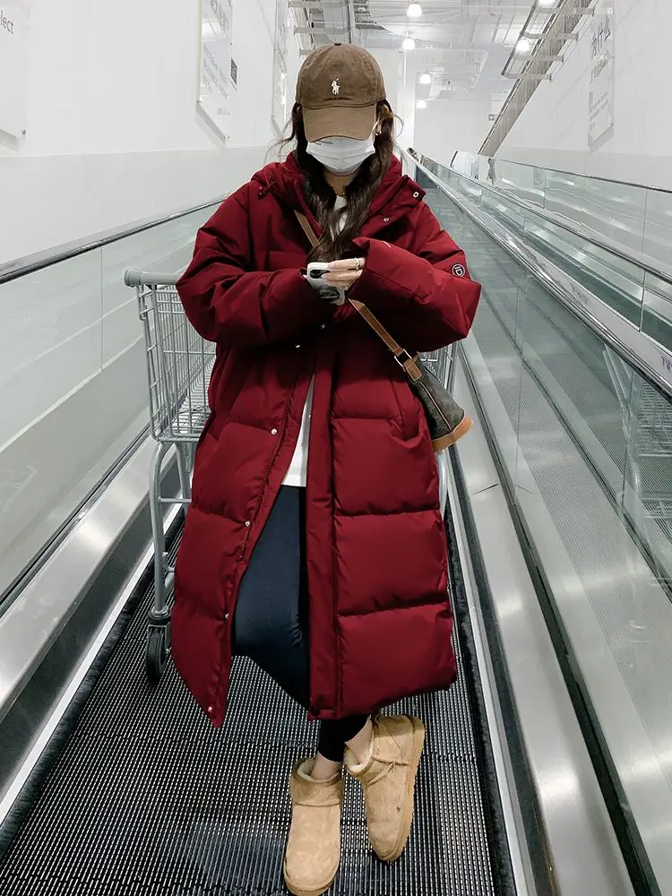 winter long down jacket Women Warm Jacket Red black Puffer Jacket Quilted Parkas Long Sleeve Zipper Snowwear Outerwear Coats