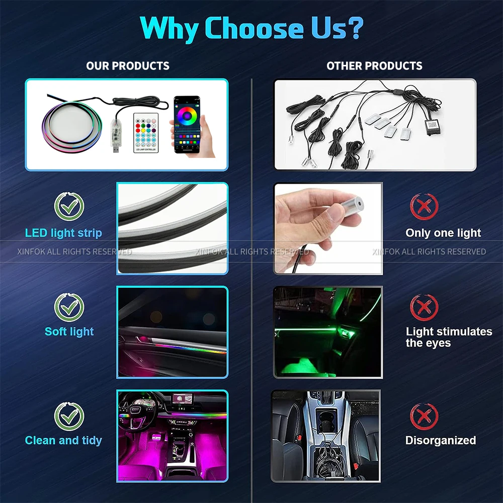 APP-Controlled LED Car Ambient Lights 4