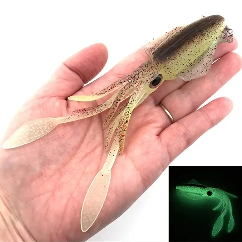 Soft Squid Fishing Trolling Lure 60g Luminous UV Squid Jig For Sea