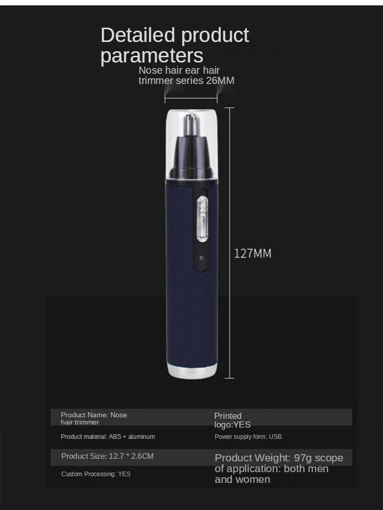 Ear Nose Hair Trimmer Men's Rechargeable Electric Shaver Trimmer Rechargeable Nose Hair Trimmer Electric Removal Clipper Razor