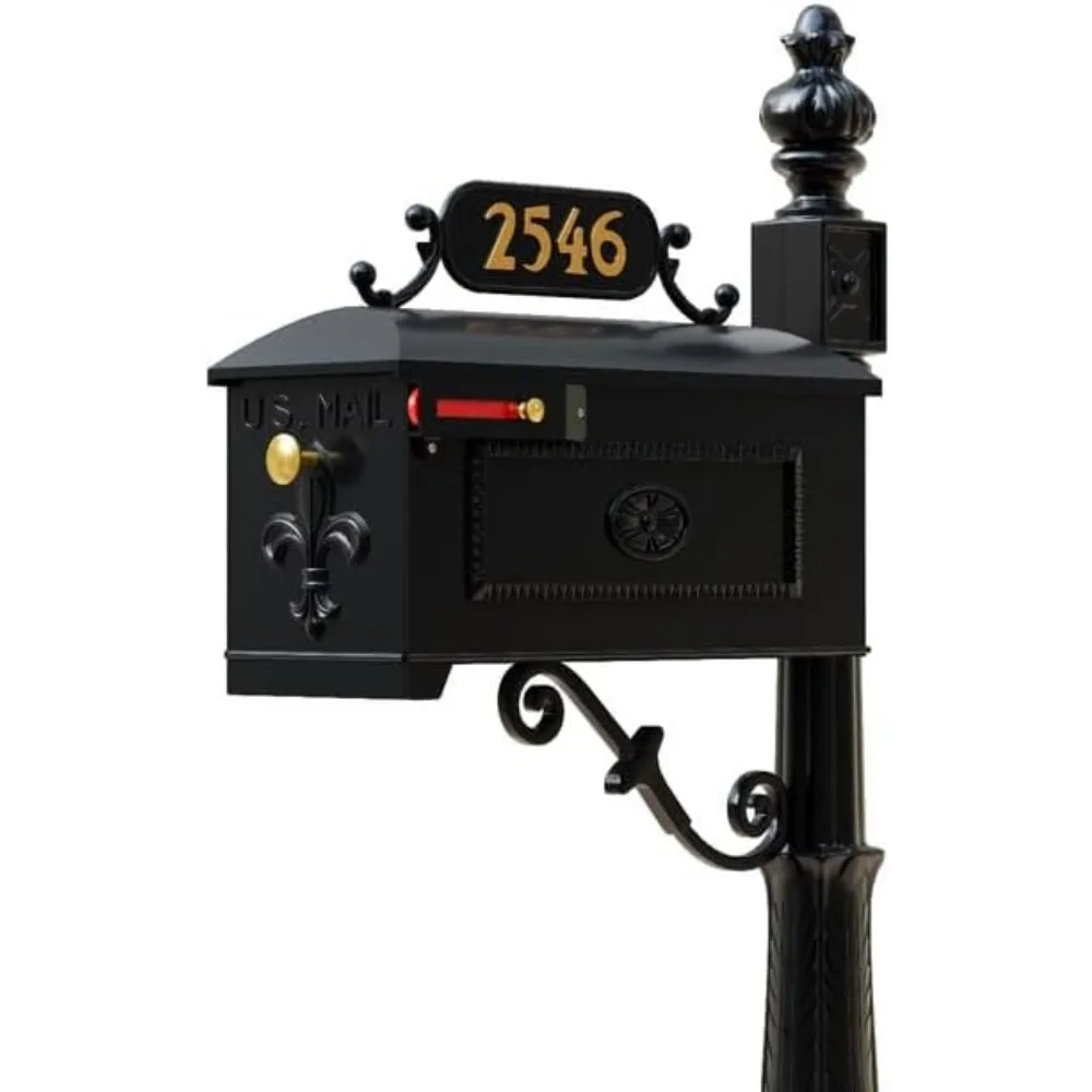 Williamsburg Style 211 Black Aluminum Mailbox and Post System letter box mailbox