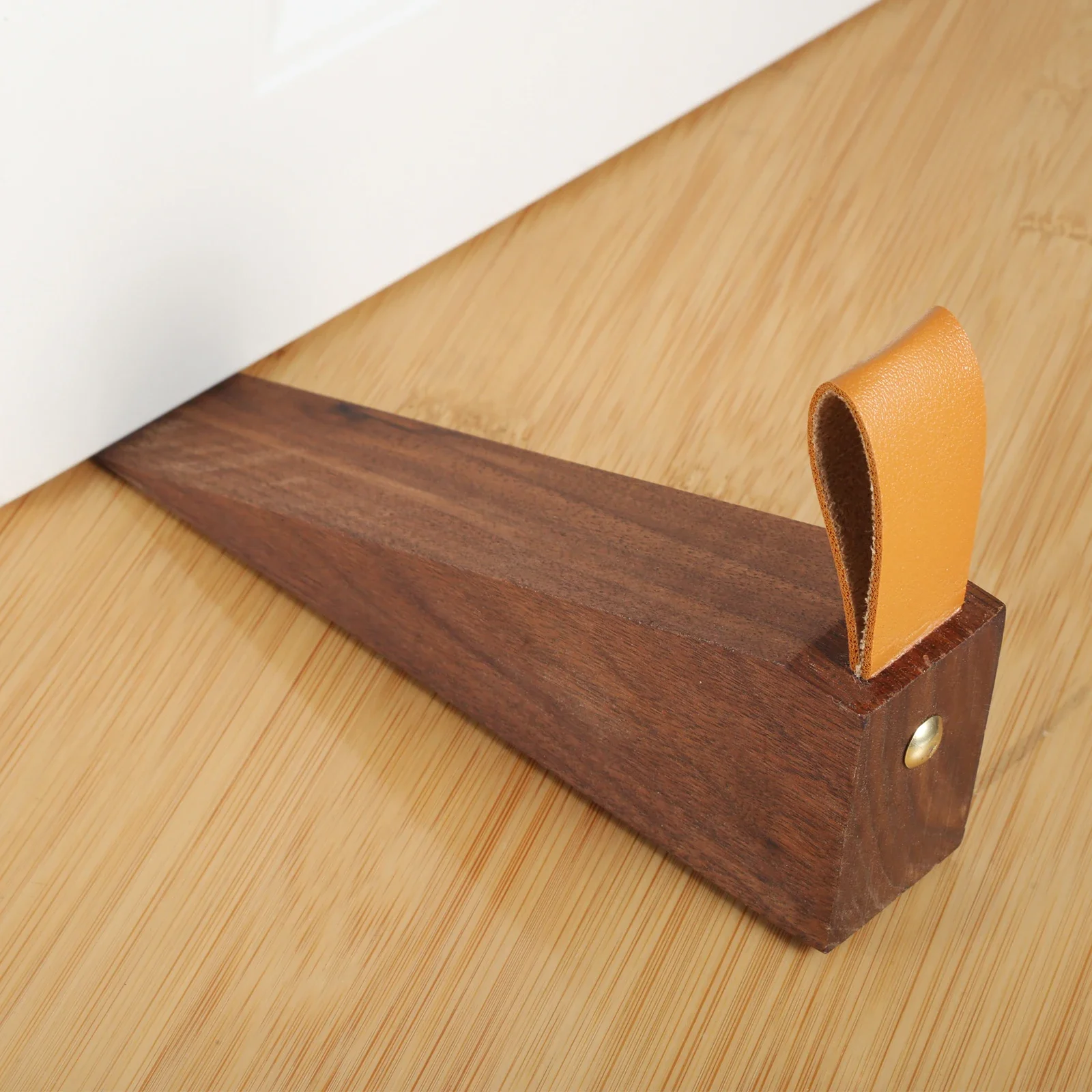 Solid Wood Door Stopper Non-Slip Stop Baby Protect Leather Rope Wedge Anti-collision Creative Gate Decor 1pc Beech/Black Walnut door stopper