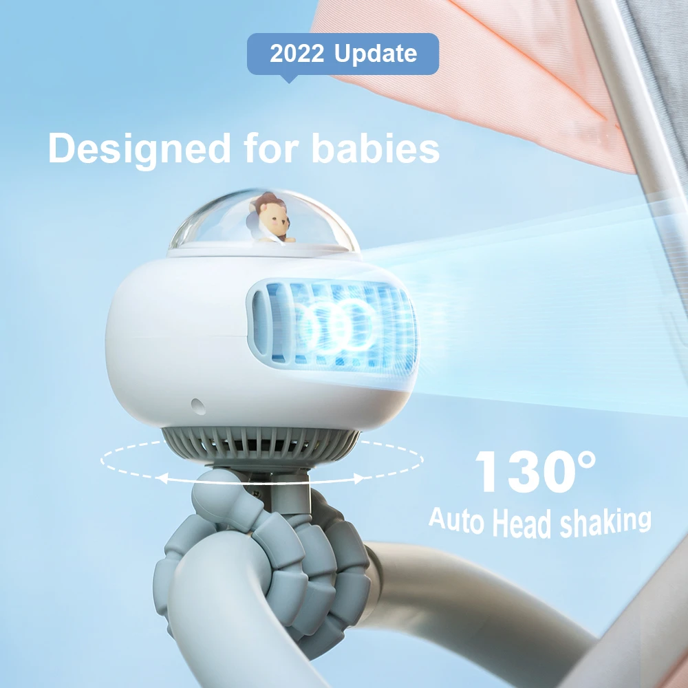 Summer USB Mini Rechargeable Fan for Baby Stroller Handy Bladeless Turbo Fan Type-C Small Handheld Fan with 3600mAh Battery Baby Strollers