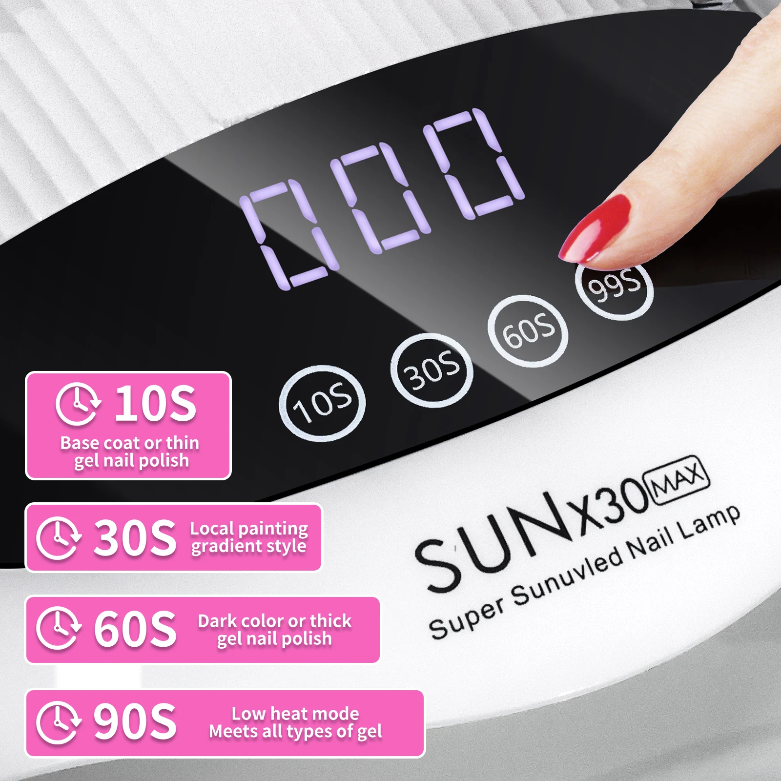 전문가용 90 LED UV 네일 램프, 젤 네일 폴리쉬용, 4가지 타이머 설정, HD 디스플레이 화면, 자동 센서 네일 건조기
