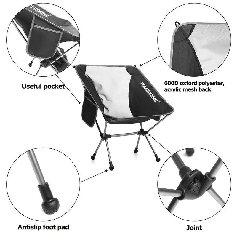 Folding Chair Travel Ultralight Aluminum Chair Superhard High Load Outdoor Camping Portable Beach Hiking Picnic Seat Fishing Chair