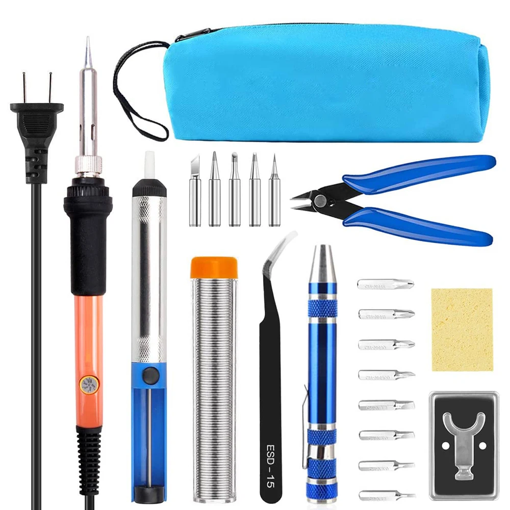 60W Digital Electric Soldering Iron Kit Set Temperature Adjustable 110V Welding Tool Ceramic Heater Soldering Tips Rework soldering stations Welding Equipment