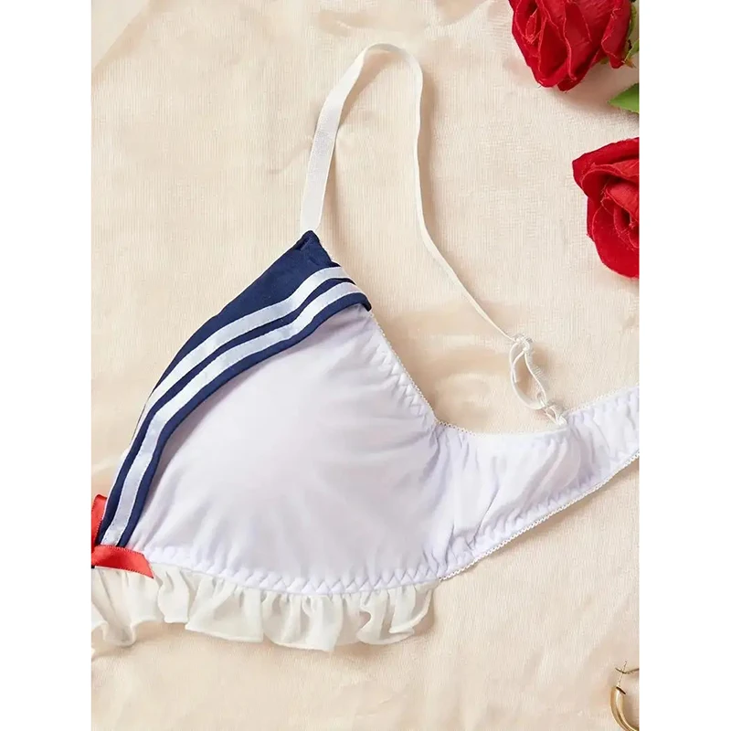 Érotique Sexy étudiant uniforme soutien-gorge et culotte ensemble sous-vêtements soutien-gorge Transparent ensembles exotiques Sexy string femme porno Lingerie femmes Costume