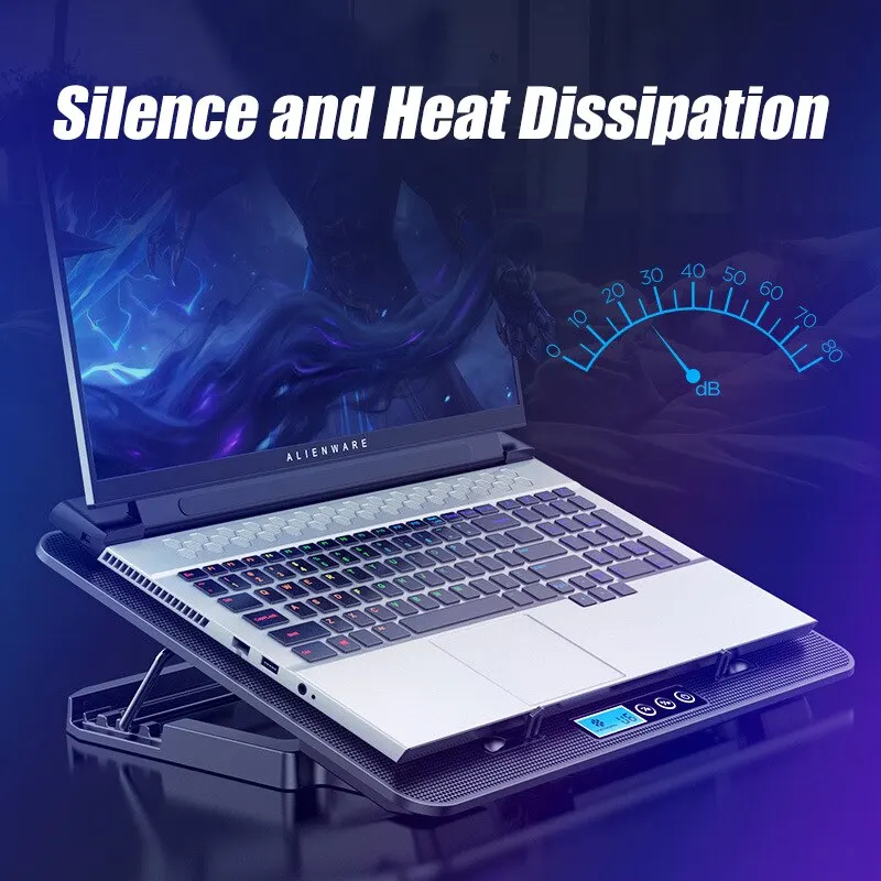 Laptop Fan Stand ICE COOREL Notebook Cooler A9 6 Fan Gaming 13-19 Inch RGB 2 USB Ports for Macbook