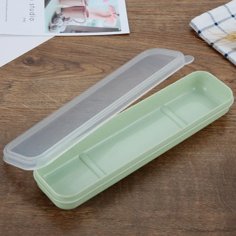 Portable Travel Outdoor Reusable Tableware Box School Home Slot Design Practical Cutlery Transparent Cover Cutlery Case tableware storage bag tableware storage box