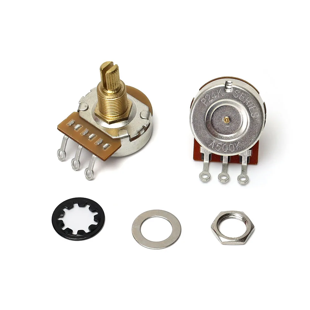 1 Stück 3/8" Messing kurze lange Split Shaft Potentiometer Töpfe 250K 500K Option für E-Gitarre und Bass Tone Volume Teile – Detail 7