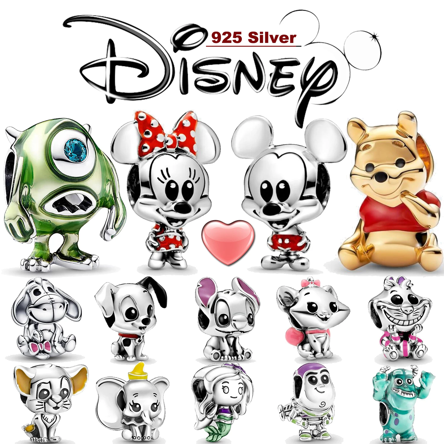 2024 new Disney Charms sterling silver 925 jewelry bag Beads Suitable For 925 Original Bracelet charm for jewelry making 3