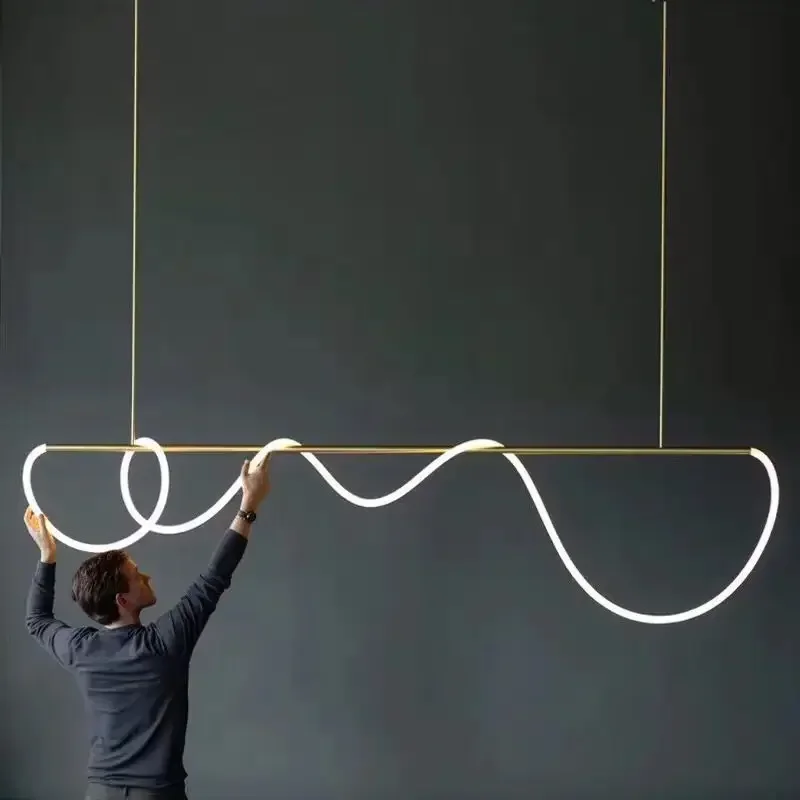 Description Picture 5 of itemModern Long Hose Led Ceiling Chandelier For Table Dining Room Kitchen Bar Pendant Lighting Suspension Design Lusters Luminaires
