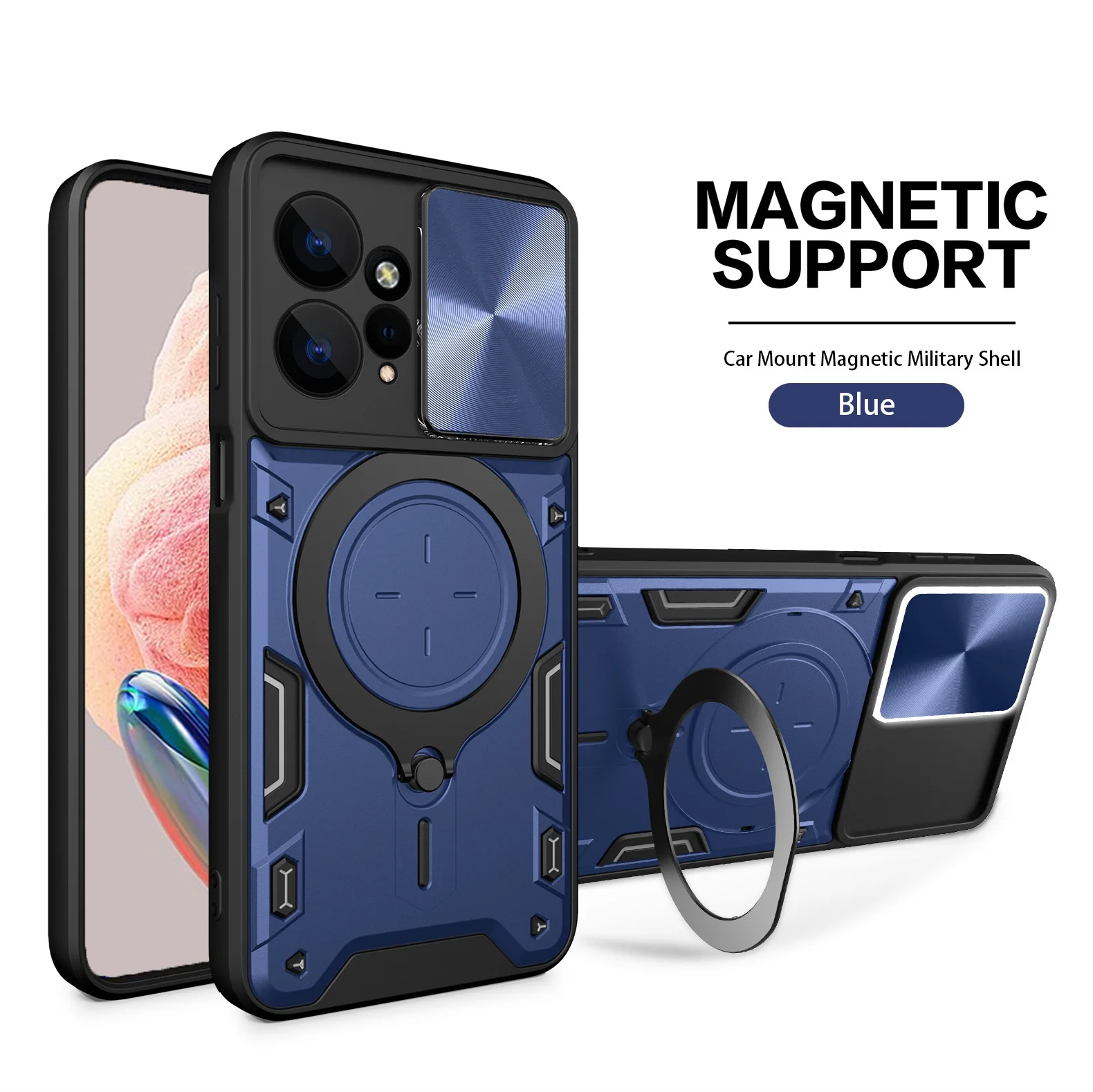 thumbnail image 1 of Funda de lente de cámara deslizante para Xiaomi POCO F3, X4, X5, F5 Pro, 5G, X4 GT, parachoques de grado militar, anillo de armadura, cubierta de protección contra golpes, 1 of 5