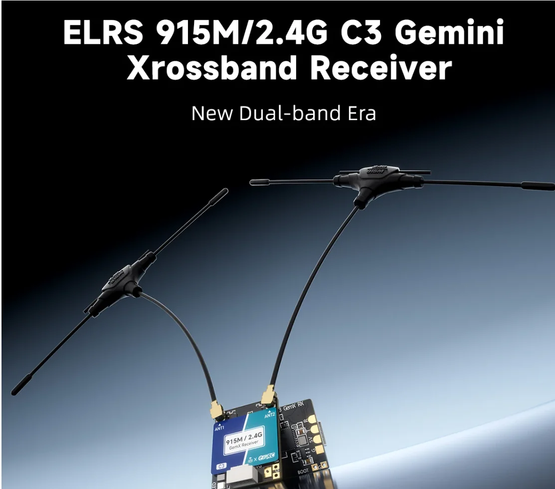 GEPRC ELRS 915M 2.4G C3 Gemini Xrossband Receiver TX Module Dual-RF Chip 1000Hz for FPV Long Range Freestyle Drone 