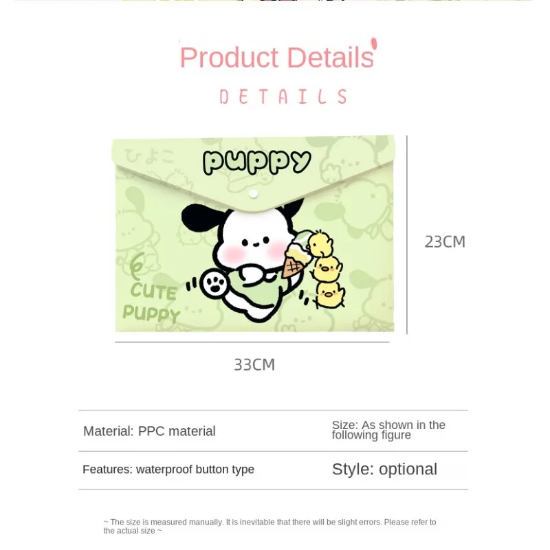 A4 Button File Bag Waterproof Cartoon Paper Storage Bag School Office Supplies Pen Box Storage paper storage bag