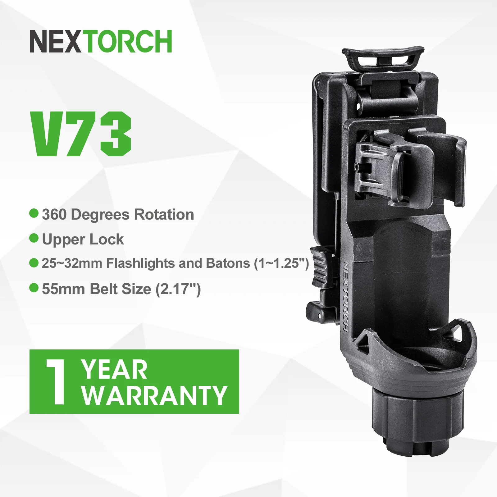 NEXTORCH Baton Holster Portable 360 Degree Rotary Tactical Holster Fits Belt Width 55mm Compatible with 25-32mm Baton V73 andoer g9 4 action camera video cage plastic vlog case protective housing with dual cold shoe mount 55mm filter adapter extension accessory replacement for gopro hero 9