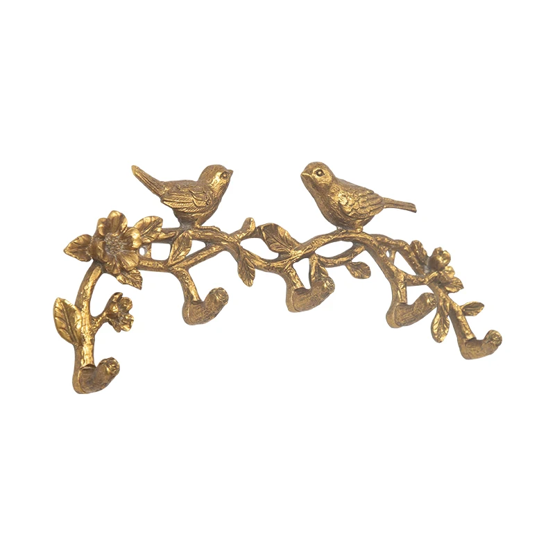 Exquisite classical tree metal branch bird hook behind the door single row hook punch wall bedroom towel clothes hook 5